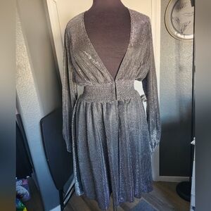 Elegant Silver Kimono Style Dress